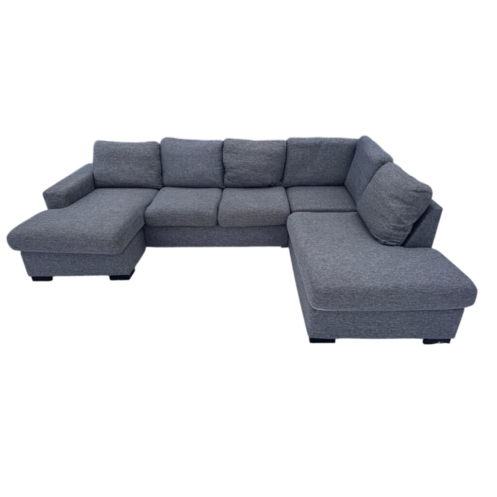 Hjørnesofa med avtagbare putetrekk grå 290 cm
