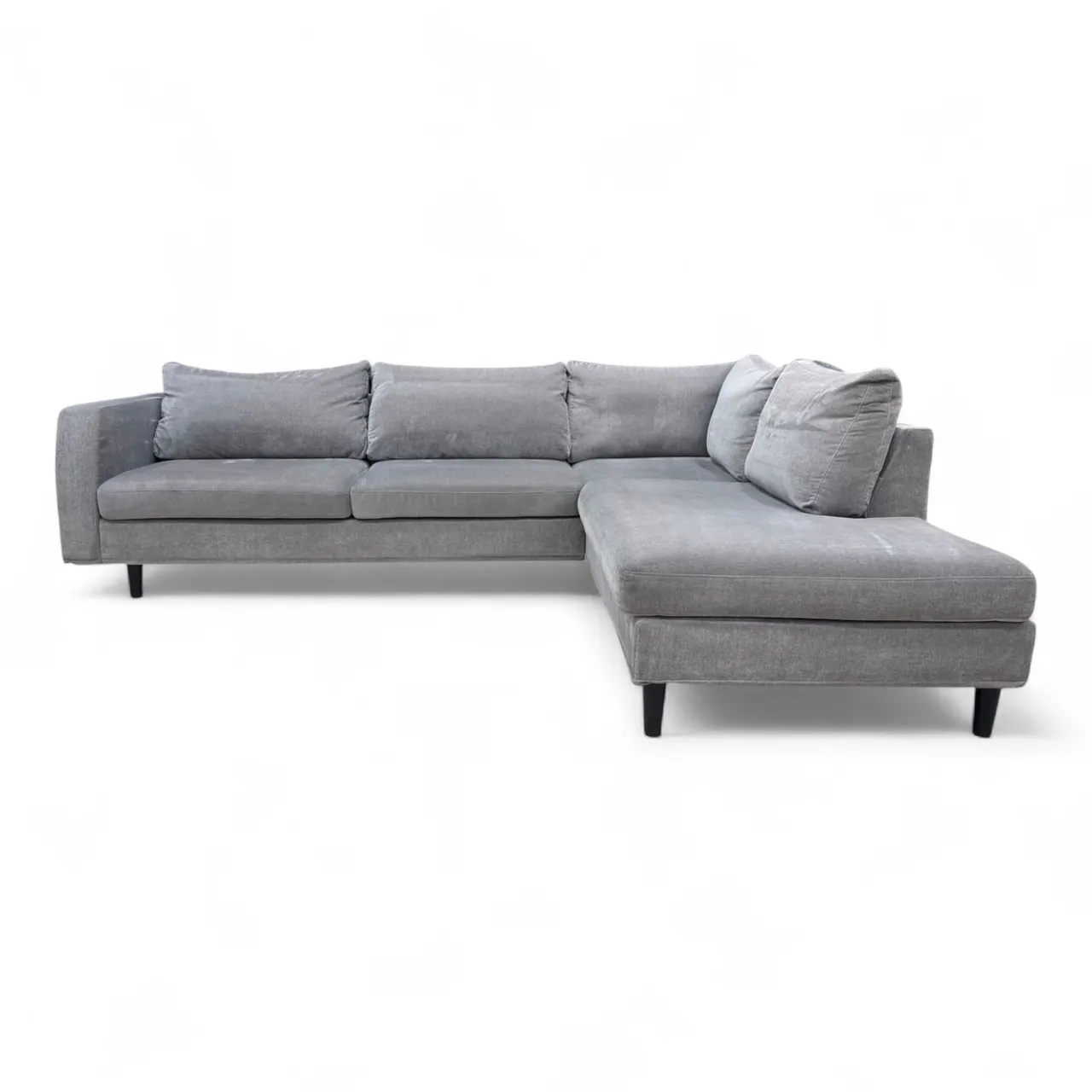 Nyrenset Hjørnesofa med Sjeselong Høyre Grå Velvet