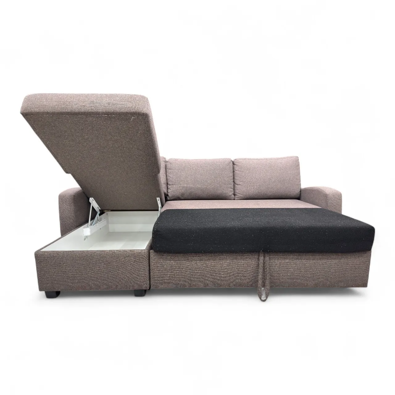 Nyrenset Sovesofa med sjeselong høyre brun vendbar