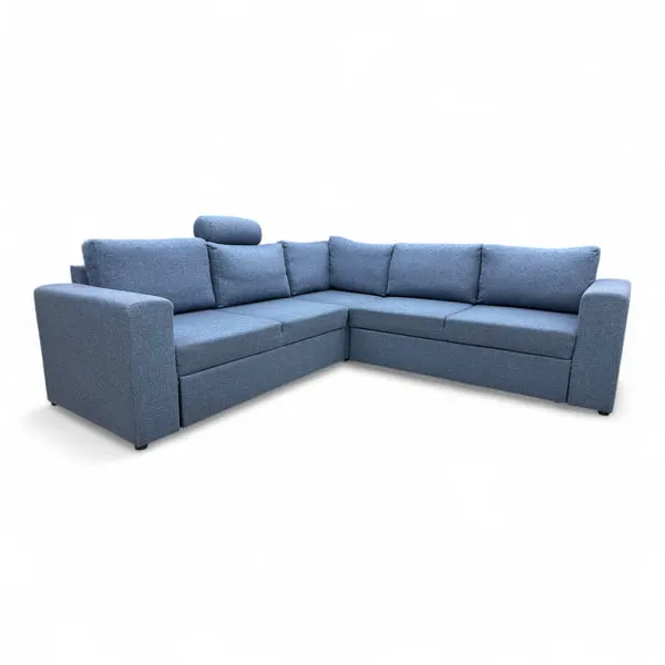 Nyrenset Sovesofa hjørnesofa vendbar blå, bilde 2
