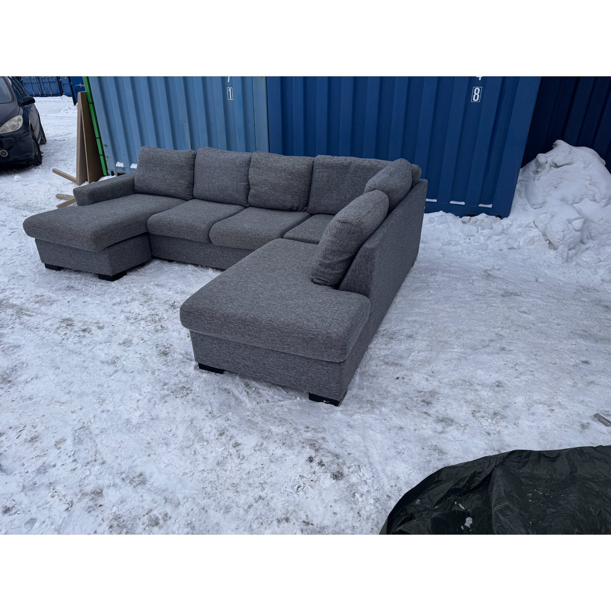 Nyrenset hjørnesofa med flyttbar sjeselong Bohus Boston Grå