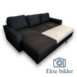 Sovesofa med Sjeselong - Svart, Utrekkbar med Oppbevaring fra Gjenbruksgiganten