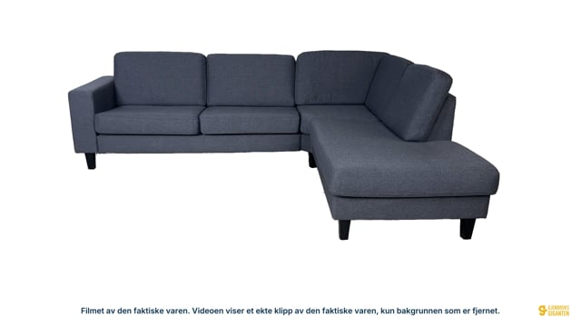 Nyrenset Fagerheim Stoff Hjørnesofa med Sjeselong Høyre i Grå Farge